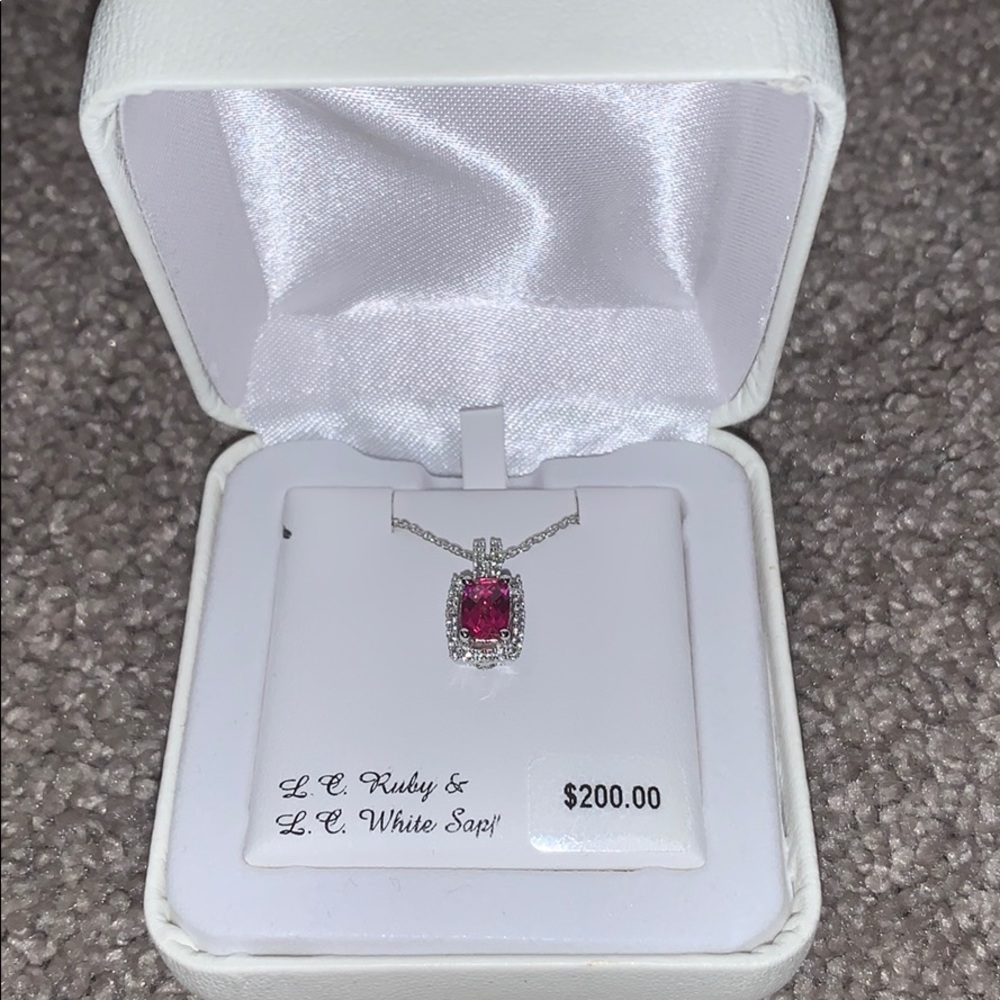 Never worn ruby and white sapphire necklace